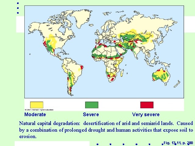 Moderate Severe Very severe Natural capital degradation: desertification of arid and semiarid lands. Caused