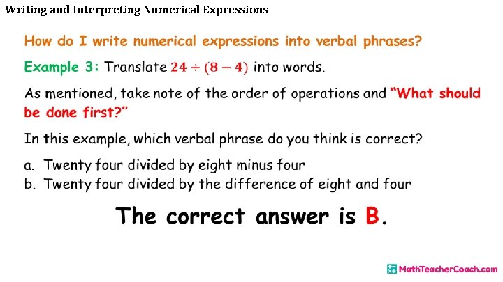 Writing and Interpreting Numerical Expressions 