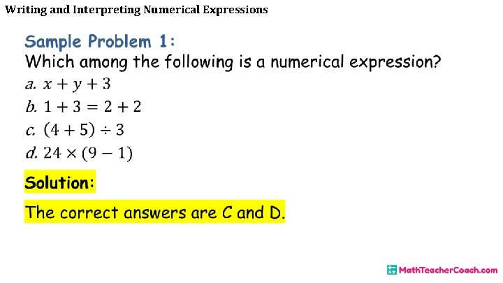 Writing and Interpreting Numerical Expressions 