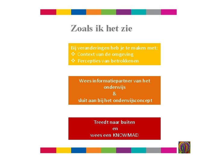 Zoals ik het zie Bij veranderingen heb je te maken met: v Context van