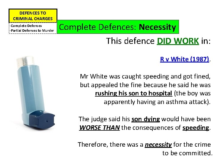 DEFENCES TO CRIMINAL CHARGES -Complete Defences -Partial Defences to Murder Complete Defences: Necessity This DEFENCES TO CRIMINAL CHARGES -Complete Defences -Partial Defences to Murder Complete Defences: Necessity This