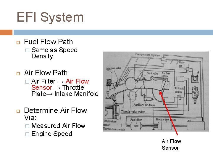 EFI System Fuel Flow Path � Air Flow Path � Same as Speed Density