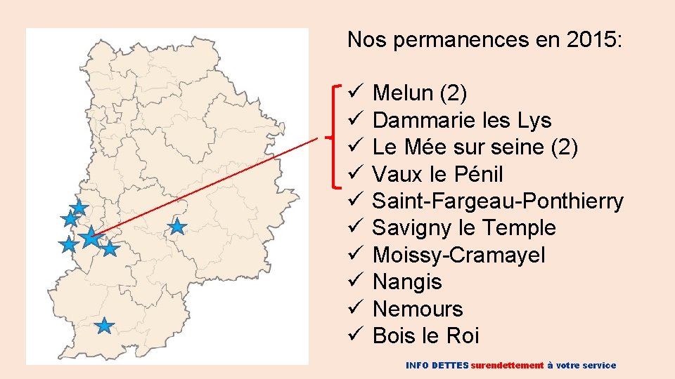 Nos permanences en 2015: ü ü ü ü ü Melun (2) Dammarie les Lys