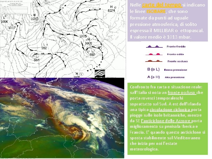 Nelle carte del tempo si indicano le linee ISOBARE, che sono formate da punti