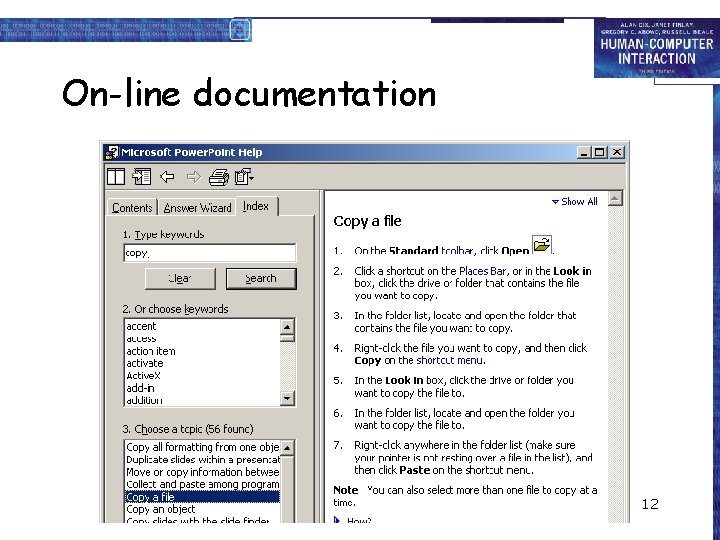 On-line documentation 12 