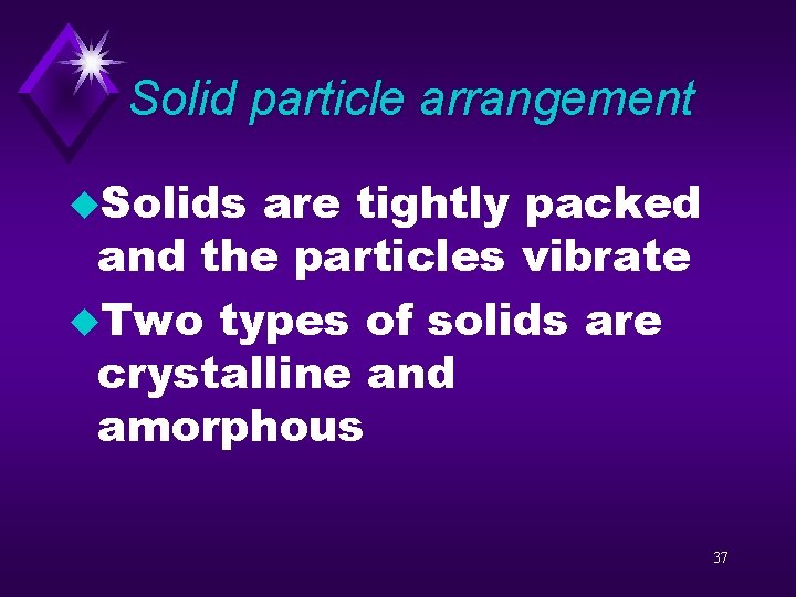 Solid particle arrangement u. Solids are tightly packed and the particles vibrate u. Two