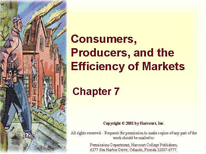 Consumers, Producers, and the Efficiency of Markets Chapter 7 Copyright © 2001 by Harcourt,