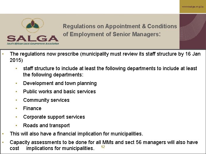 www. salga. org. za Regulations on Appointment & Conditions of Employment of Senior Managers: