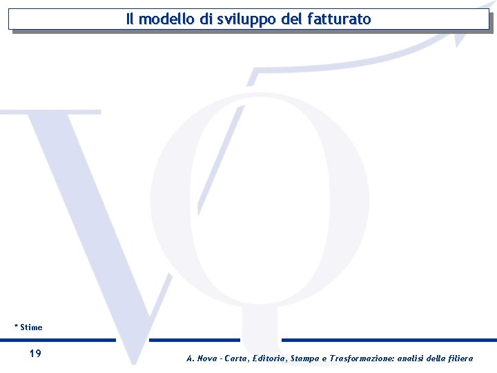 Il modello di sviluppo del fatturato * Stime 19 A. Nova - Carta, Editoria,