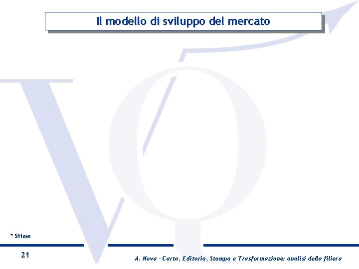 Il modello di sviluppo del mercato * Stime 21 A. Nova - Carta, Editoria,