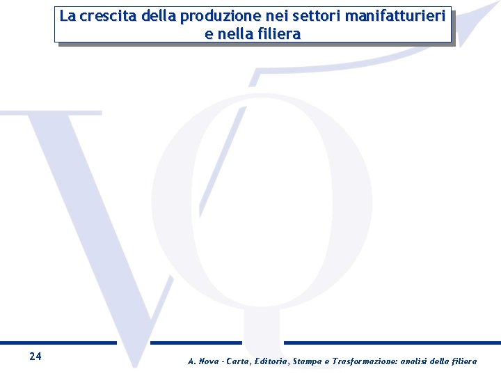 La crescita della produzione nei settori manifatturieri e nella filiera 24 A. Nova -