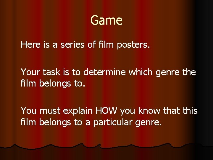 Game Here is a series of film posters. Your task is to determine which