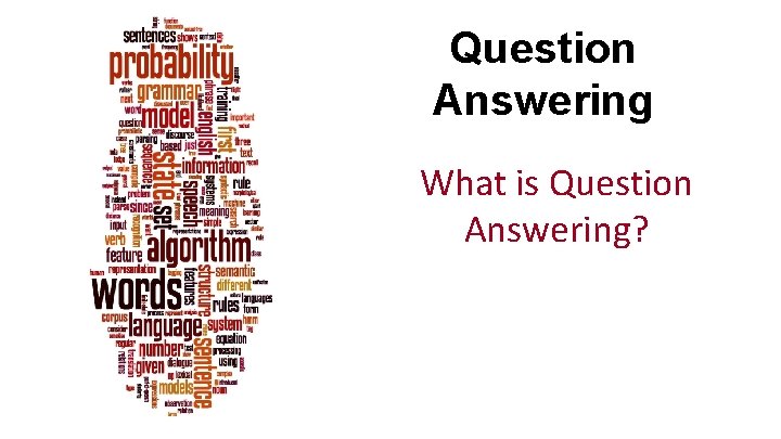 Question Answering What is Question Answering? 