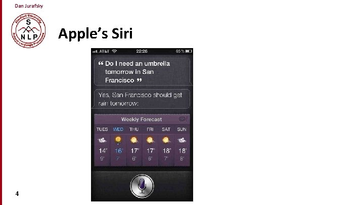 Dan Jurafsky Apple’s Siri 4 