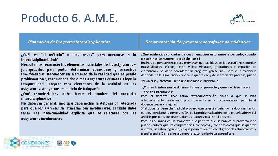 Producto 6. A. M. E. Planeación de Proyectos Interdisciplinarios ¿Cuál es “el método” o