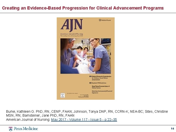 Creating an Evidence-Based Progression for Clinical Advancement Programs Burke, Kathleen G. Ph. D, RN,