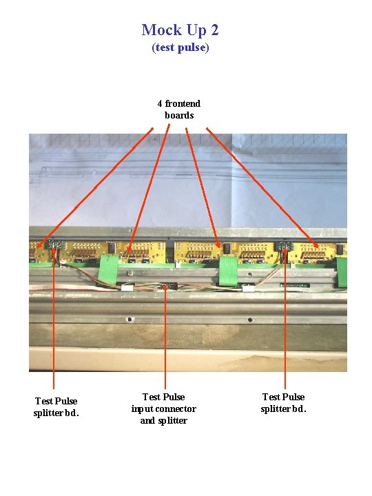 Mock Up 2 (test pulse) 4 frontend boards Test Pulse splitter bd. Test Pulse