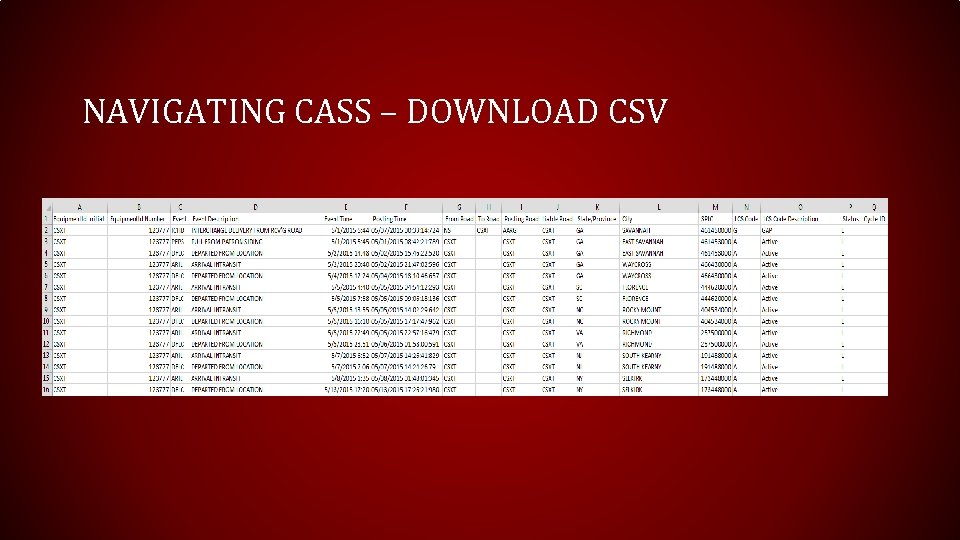 NAVIGATING CASS – DOWNLOAD CSV 