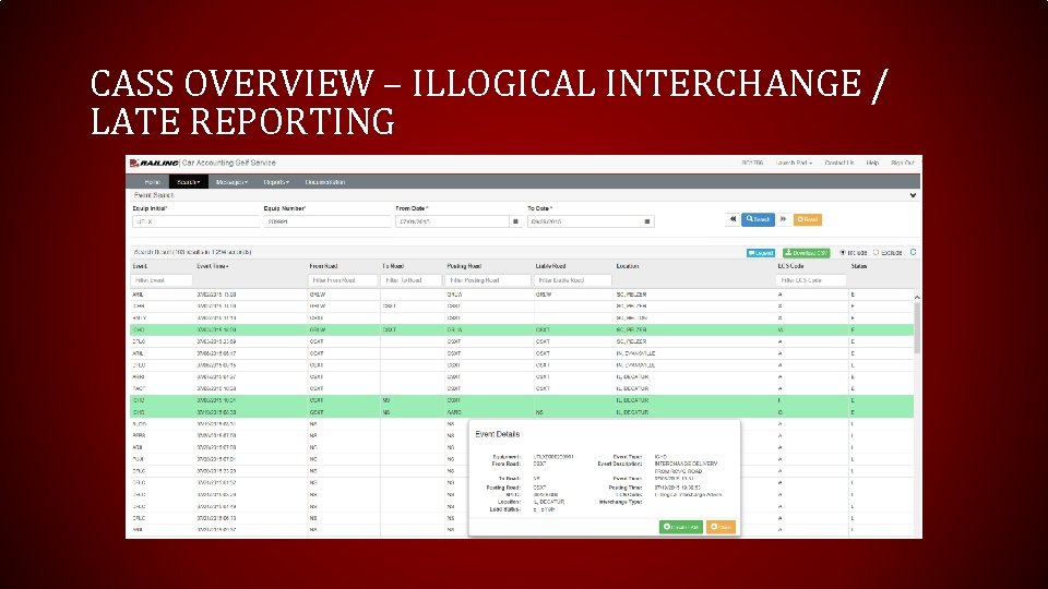 CASS OVERVIEW – ILLOGICAL INTERCHANGE / LATE REPORTING 