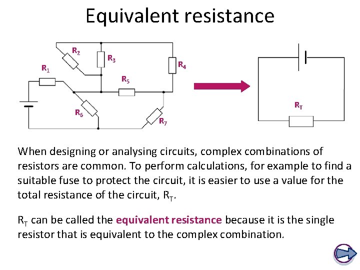 Equivalent resistance R 2 R 1 R 3 R 4 R 5 R 6