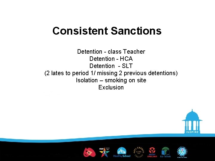 Consistent Sanctions Detention - class Teacher Detention - HCA Detention - SLT (2 lates