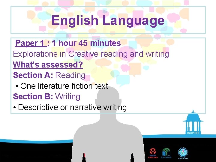 English Language Paper 1 : 1 hour 45 minutes Explorations in Creative reading and