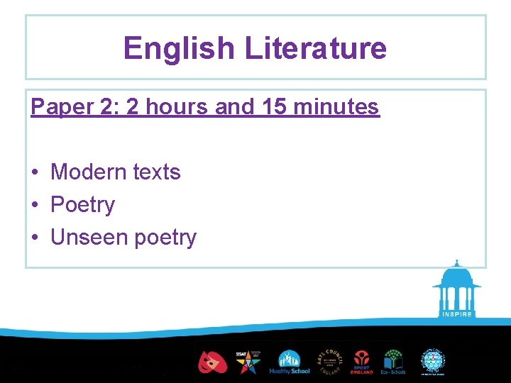 English Literature Paper 2: 2 hours and 15 minutes • Modern texts • Poetry