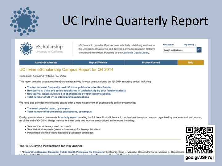 UC Irvine Quarterly Report 