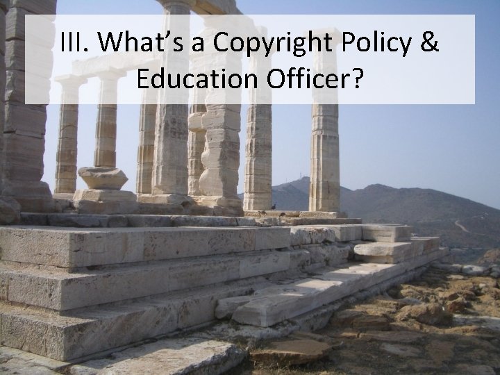 III. What’s a Copyright Policy & Education Officer? 