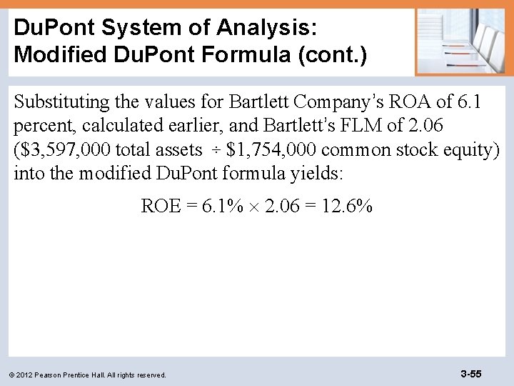 Du. Pont System of Analysis: Modified Du. Pont Formula (cont. ) Substituting the values