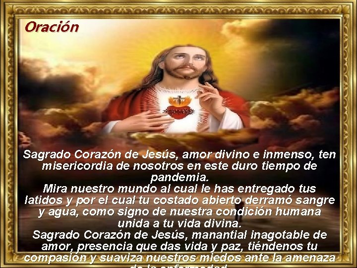 Oración Sagrado Corazón de Jesús, amor divino e inmenso, ten misericordia de nosotros en