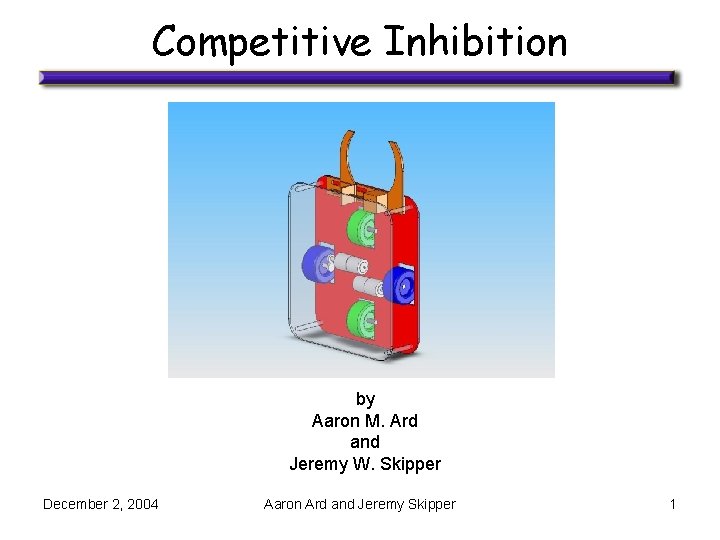 Competitive Inhibition by Aaron M. Ard and Jeremy W. Skipper December 2, 2004 Aaron
