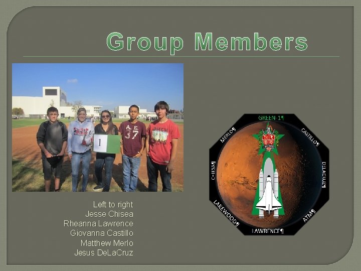 Left to right Jesse Chisea Rheanna Lawrence Giovanna Castillo Matthew Merlo Jesus De. La.