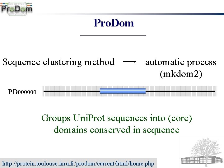 Pro. Dom Sequence clustering method automatic process (mkdom 2) PD 000000 Groups Uni. Prot