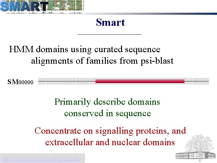 Smart HMM domains using curated sequence alignments of families from psi-blast SM 00000 Primarily
