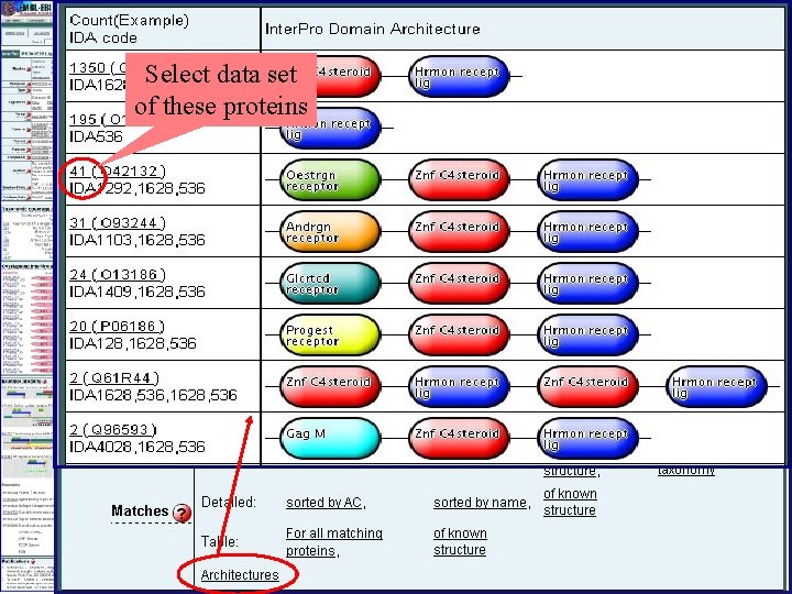 Select data set of these proteins 