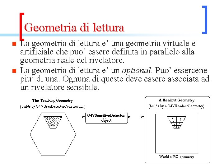 Geometria di lettura n n La geometria di lettura e’ una geometria virtuale e