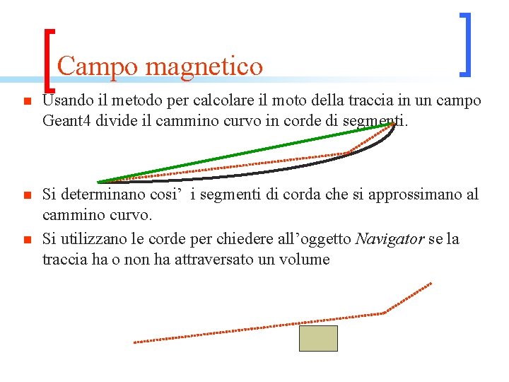 Campo magnetico n Usando il metodo per calcolare il moto della traccia in un