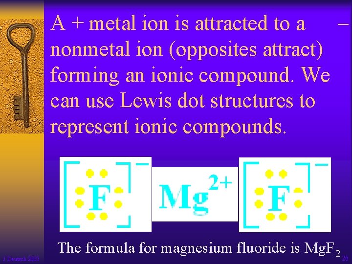 A + metal ion is attracted to a – nonmetal ion (opposites attract) forming