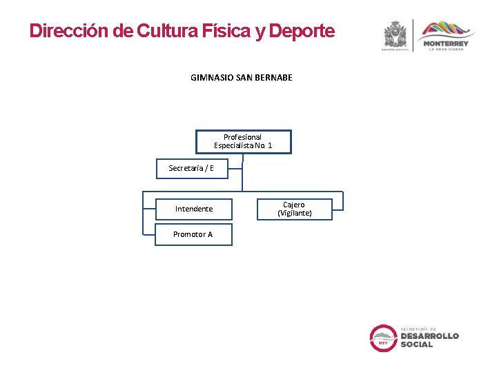 Dirección de Cultura Física y Deporte GIMNASIO SAN BERNABE Profesional Especialista No. 1 Secretaria