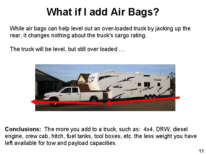 What if I add Air Bags? While air bags can help level out an