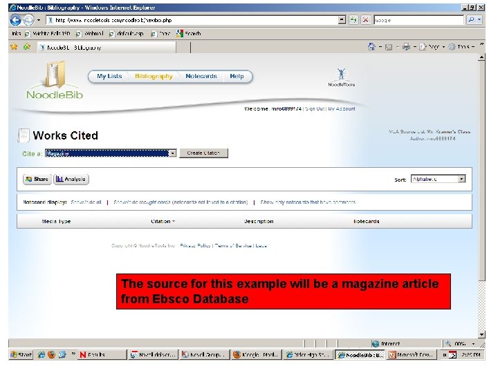 The source for this example will be a magazine article from Ebsco Database 