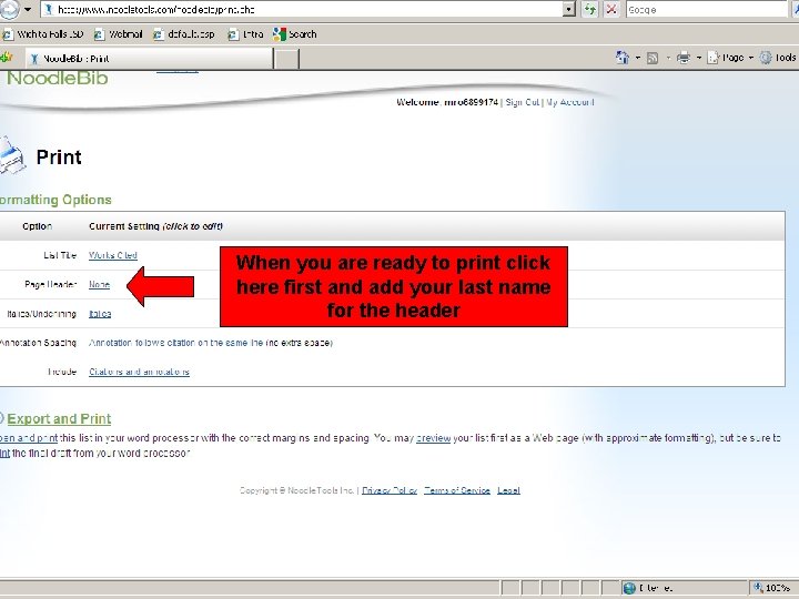 When you are ready to print click here first and add your last name