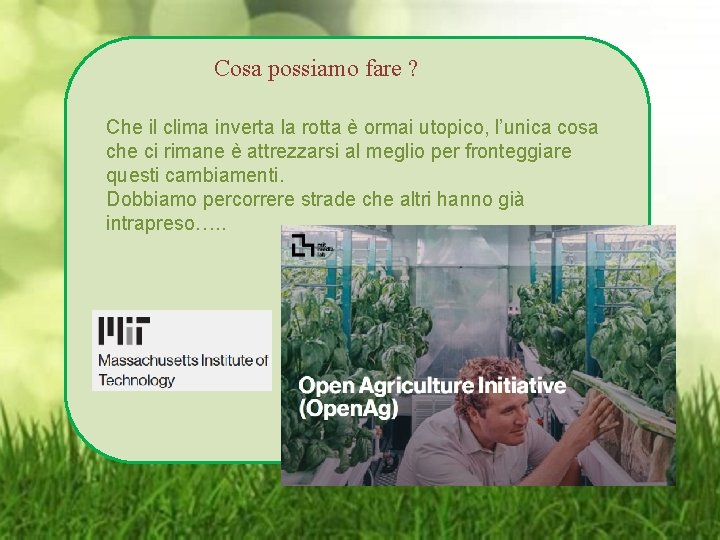 Cosa possiamo fare ? Che il clima inverta la rotta è ormai utopico, l’unica