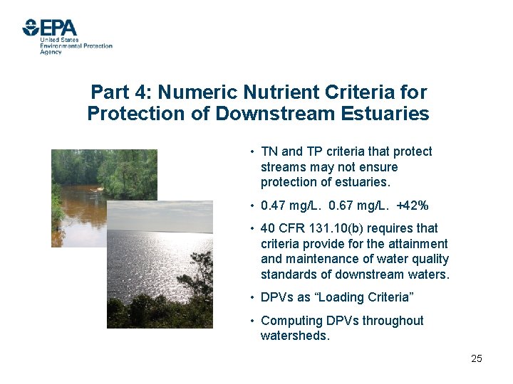 Part 4: Numeric Nutrient Criteria for Protection of Downstream Estuaries • TN and TP