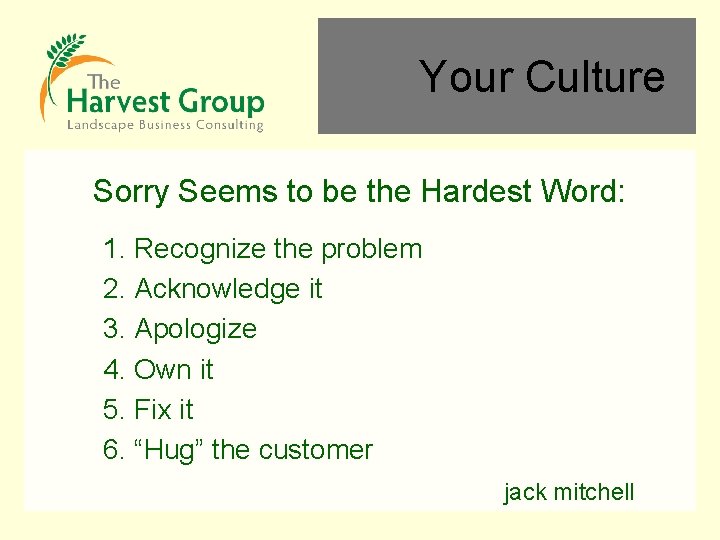 Your Culture Sorry Seems to be the Hardest Word: 1. Recognize the problem 2.