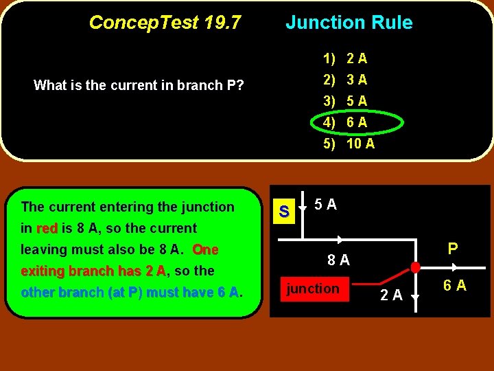 Concep. Test 19. 7 Junction Rule 1) 2 A 2) 3 A What is