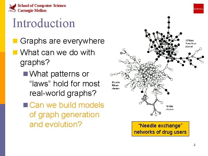 School of Computer Science Carnegie Mellon Introduction n Graphs are everywhere n What can