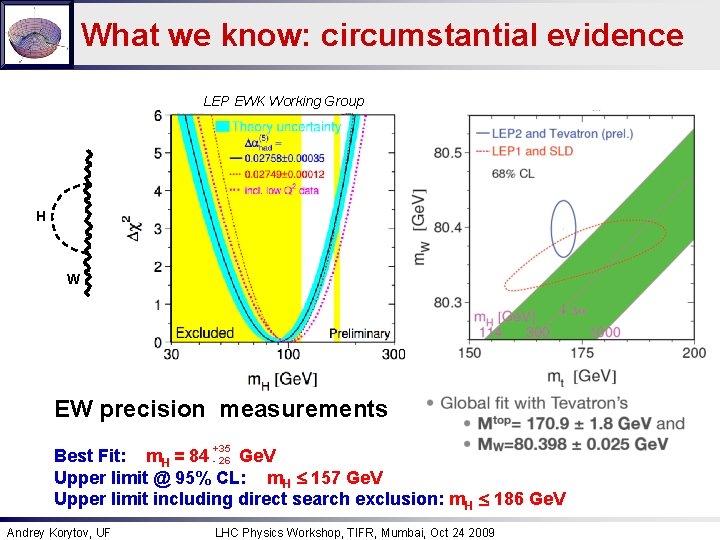 What we know: circumstantial evidence LEP EWK Working Group H W EW precision measurements