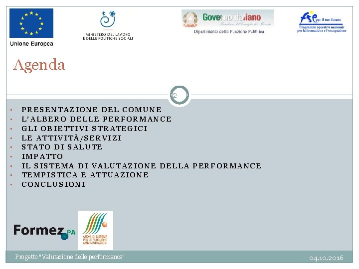 Agenda 2 • • • PRESENTAZIONE DEL COMUNE L’ALBERO DELLE PERFORMANCE GLI OBIETTIVI STRATEGICI